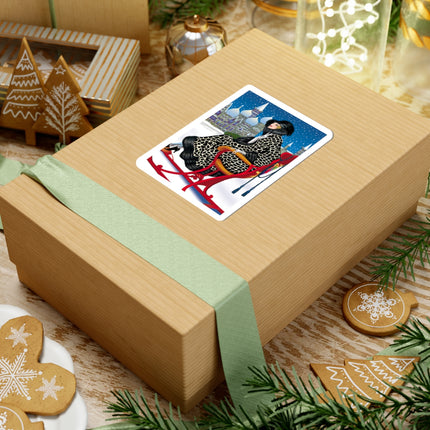 Elegant Winter Woman in Sleigh Kiss-Cut Stickers (4 Sizes)