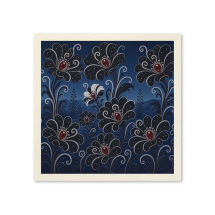 🌙🖤 The Midnight Jewel Flower Garden Napkins – Art Deco Botanical Elegance