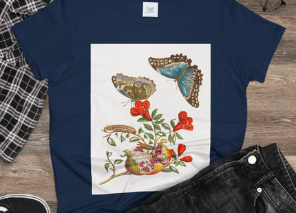 Blue Butterflies and Pomegranate Cotton Tee
