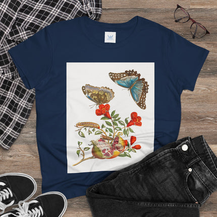 Blue Butterflies and Pomegranate Cotton Tee
