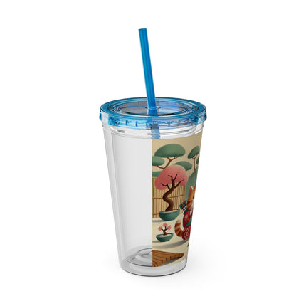 Archer Kitten in the Zen Garden Sunsplash Tumbler with Straw, 16oz