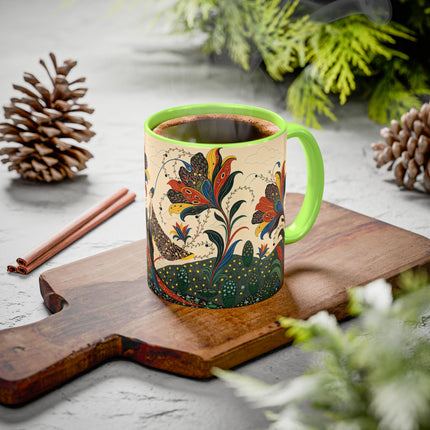 🌺🦋 The Enchanted Floral Voyage Colorful Mug – Art Deco Botanical Whimsy