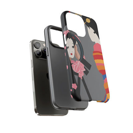 Geisha Mirror Phone Case – Elegant Reflection & Timeless Beauty