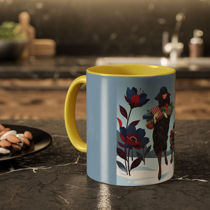 🎁🌺 The Christmas Gift Garden Stroll Colorful Mug – Art Deco Holiday Fantasy