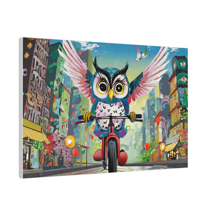 Cycling Owl Matte Canvas, Stretched, 0.75"
