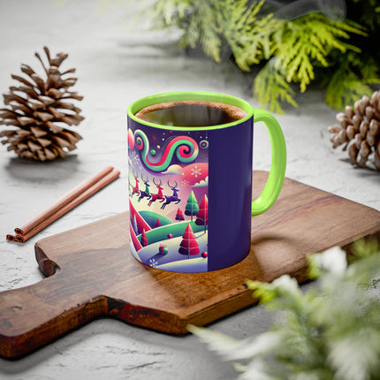 Festive Reindeer Flight Colorful Mugs (11oz, 15oz)