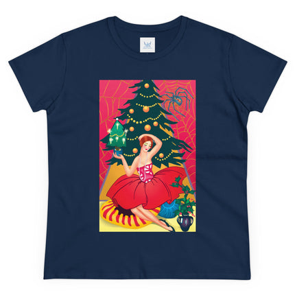 Art Deco Christmas Enchantment Women's Midweight Cotton Tee