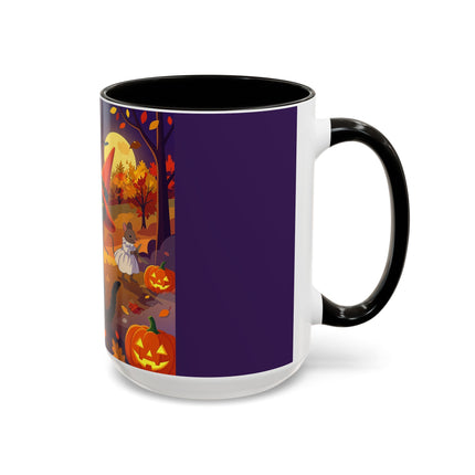 🐈‍⬛🎻 The Black Cat's Moonlit Melody Colorful Mug – Whimsical Halloween Music