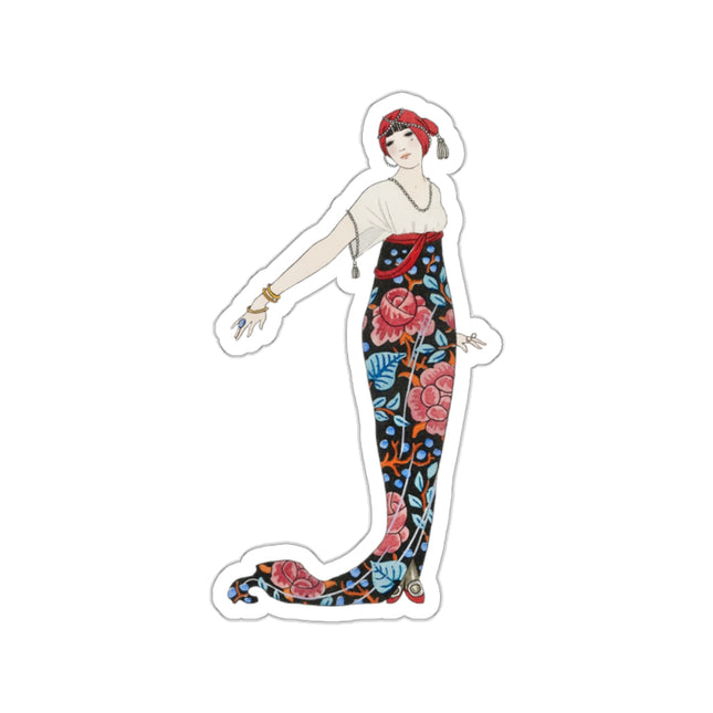 Grande robe du soir (Grand Evening Gown) by George Barbier Kiss-Cut Stickers (4 Sizes)