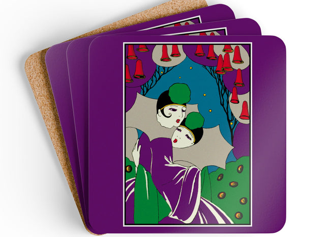 Two Pierrots Corkwood Coaster Set