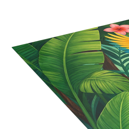 🌺🦜 The Tropical Parrot Kimono Kitten Greeting Card – Whimsical Jungle Elegance