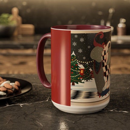 ❄️✨ The Winter Couture Promenade Colorful Mug – Art Deco Holiday Elegance