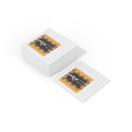 Candy Corn Skeleton White Coined Napkins