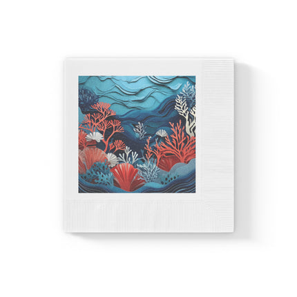 Enchanting Underwater Scene White Coined Napkins