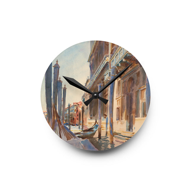 Gondola Moorings on the Grand Canal by John Singer Sargent Acrylic Wall Clock, Round and Square