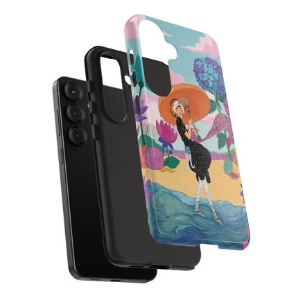 🌊☂️ The Lady Of The Flowered Seashore Phone Case – Art Deco Seaside Fashion