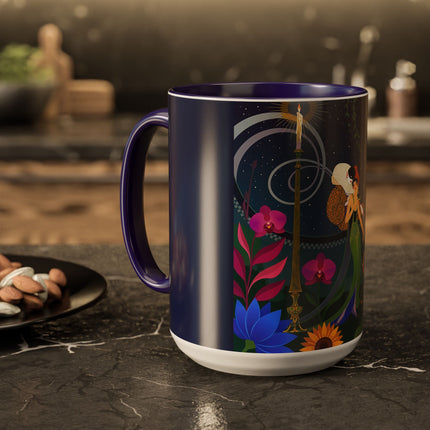 The Lady Of The Starlit Candles Colorful Mugs – Art Deco Theatrical Romance