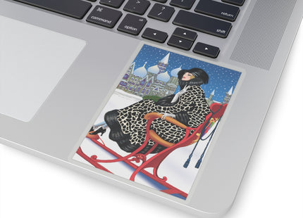 Elegant Winter Woman in Sleigh Kiss-Cut Stickers (4 Sizes)