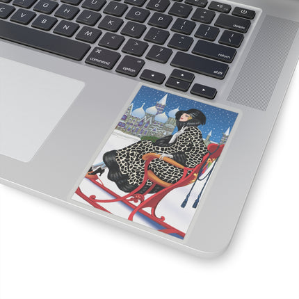 Elegant Winter Woman in Sleigh Kiss-Cut Stickers (4 Sizes)