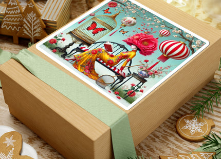 Reading In A Painted Garden Kiss-Cut Stickers (4 Sizes)