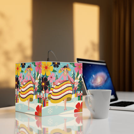 🌼🎄 The Christmas Blossom Belle Light Cube Lamp – Colorful Art Deco Holiday Fantasy
