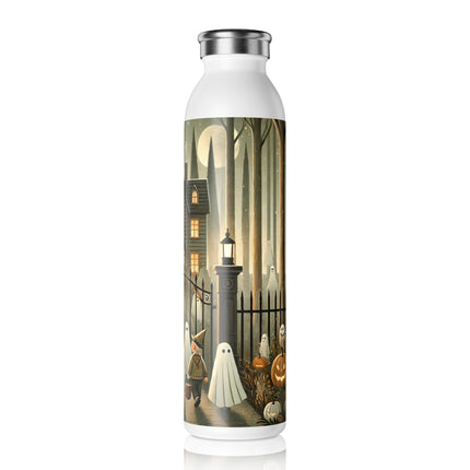 Ghostly Welcome – A Halloween Night Slim Water Bottle