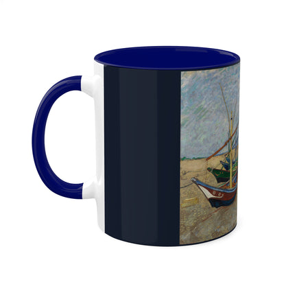 Fishing Boats on the Beach at Saintes-Maries by Vincent Van Gogh Colorful Mugs, 11oz