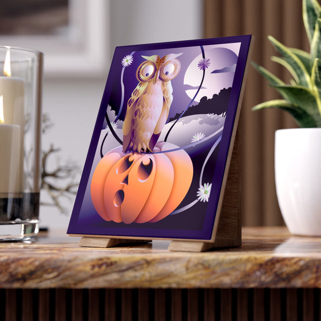 The Startled Pumpkin Ceramic Tile