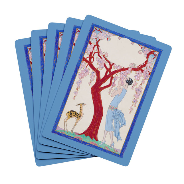 Woman, Fawn, and Red Tree by George Barbier Playing Cards