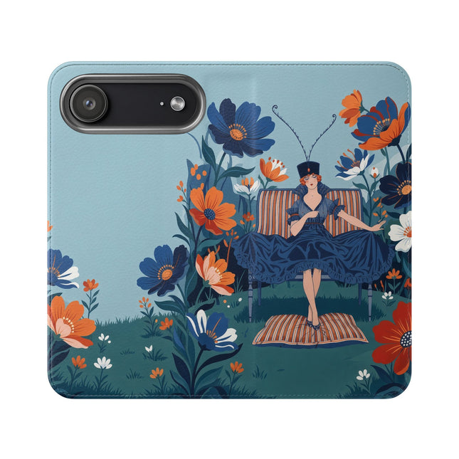 🌺🎩 The Lady Of The Grand Flower Garden Flip Case – Art Deco Floral Fantasy