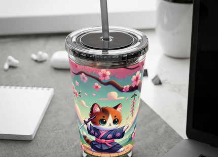 Samurai Kitten Sunsplash Tumbler with Straw, 16oz