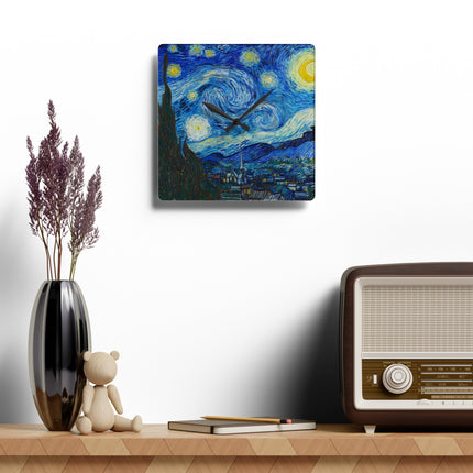 The Starry Night by Vincent Van Gogh Acrylic Wall Clock, Round and Square