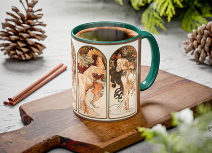 The Seasons by Alphonse Maria Mucha Colorful Mugs (11oz, 15oz)