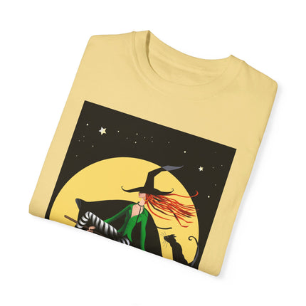 A Witch’s Moonlit Flight Unisex Garment-Dyed T-shirt