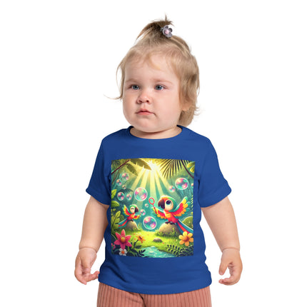 Parrots and Bubbles Baby T-Shirt – Tropical Color & Playful Joy