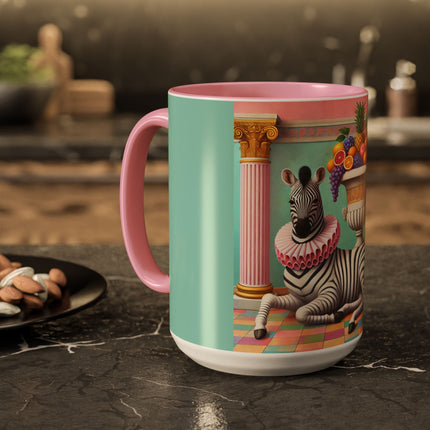 Still Life with Zebra, Fruit, and Pink Columns Colorful Mugs (11oz, 15oz)