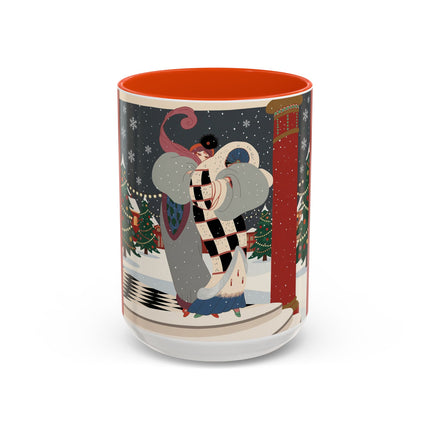 ❄️✨ The Winter Couture Promenade Colorful Mug – Art Deco Holiday Elegance