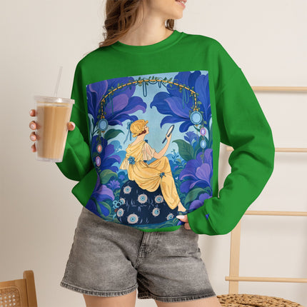 🪞🌺 The Enchanted Garden Mirror Crewneck Sweatshirt – Art Deco Fashion Whimsy