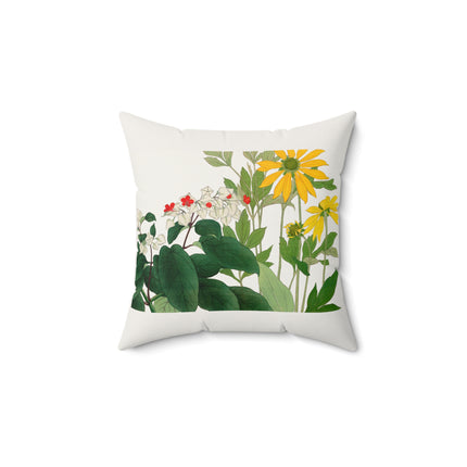 Clerodendrum & Rudbeckia by Tanigami Kônan Spun Polyester Square Pillow