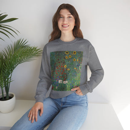 Farm Garden with Sunflowers by Gustav Klimt Heavy Blend™ Crewneck Sweatshirt