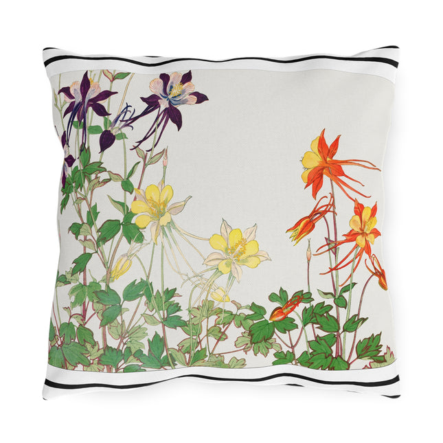 Aquilegia Flowers by Tanigami Kônan Outdoor Pillows