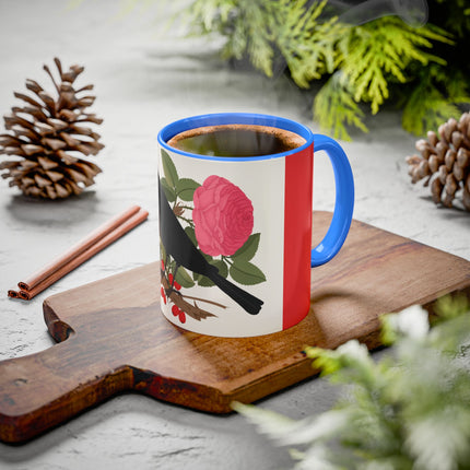 Blackbird & Rose Colorful Mugs – Timeless Elegance & Nature's Harmony