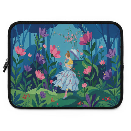 🌸☂️ The Lady Of The Enchanted Forest Stroll Laptop Sleeve – Art Deco Woodland Elegance