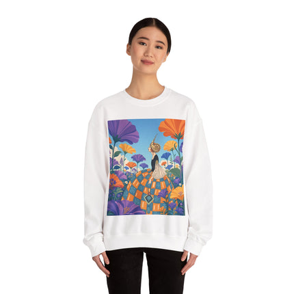 🌺🧡 The Lady Of The Golden Garden Crewneck Sweatshirt – Art Deco Fashion Fantasy