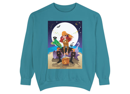 Moonlit Pirate Halloween Unisex Garment-Dyed Sweatshirt