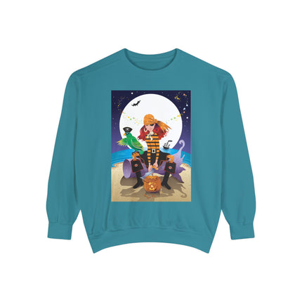 Moonlit Pirate Halloween Unisex Garment-Dyed Sweatshirt