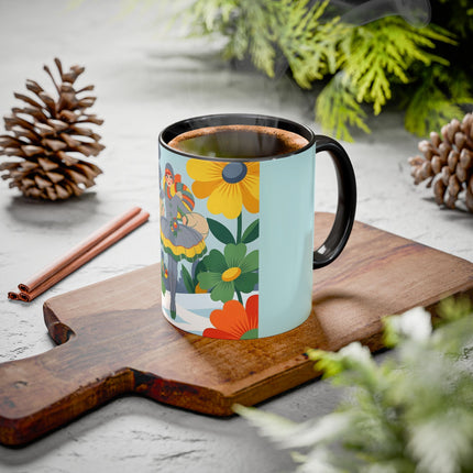 ❄️🌼 The Winter Flower Wanderer Colorful Mug – Colorful Art Deco Snow Fantasy