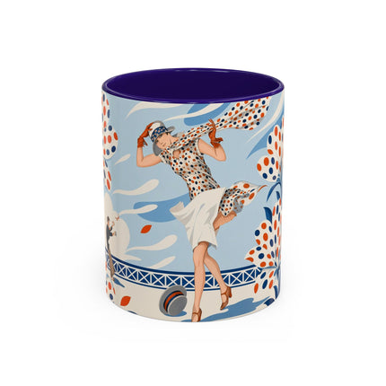 🌼🧡 The Polka Dot Wind Dancer Colorful Mug – Art Deco Fashion Whimsy