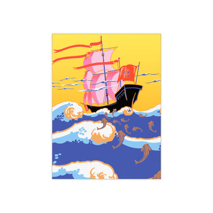 Golden Seas and Whimsical Dreams Ceramic Tile