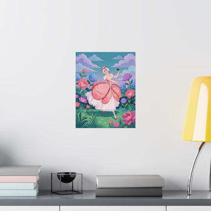 🎭🌸 The Lady Of The Garden Masquerade Matte Vertical Poster – Art Deco Fashion Illustration